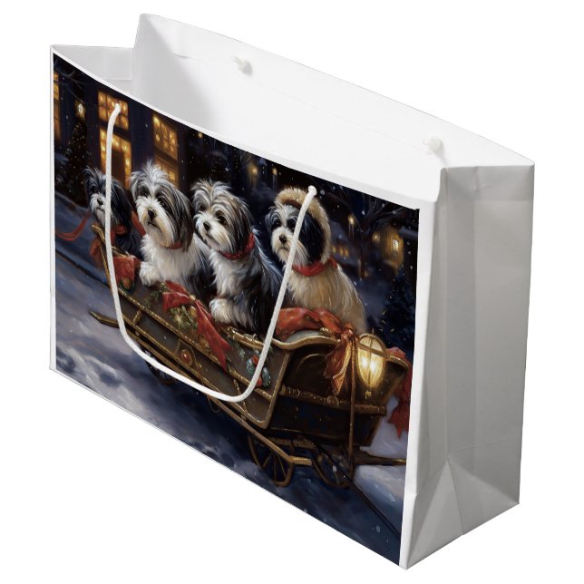 Havanese Christmas Festive Season  Large Gift Bag (Front Angled)