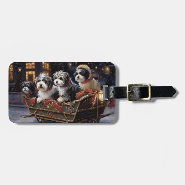 Havanese Christmas Festive Season  Luggage Tag (Front Horizontal)