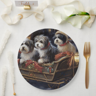 Havanese Christmas Festive Season Paper Plate