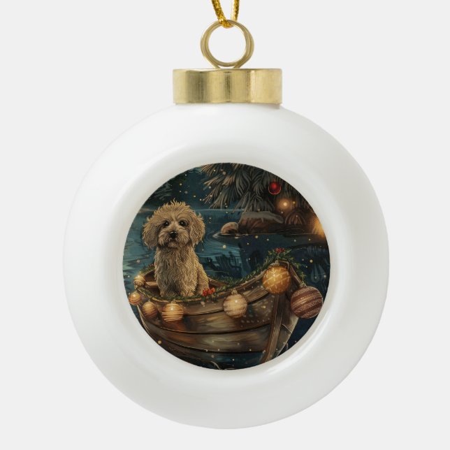 Havanese Christmas Festive Voyage Ceramic Ball Christmas Ornament (Front)