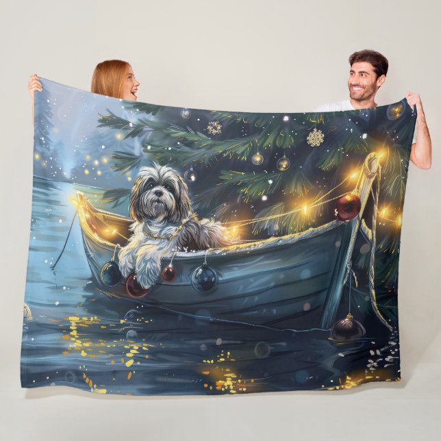 Havanese Christmas Festive Voyage Fleece Blanket (In Situ)