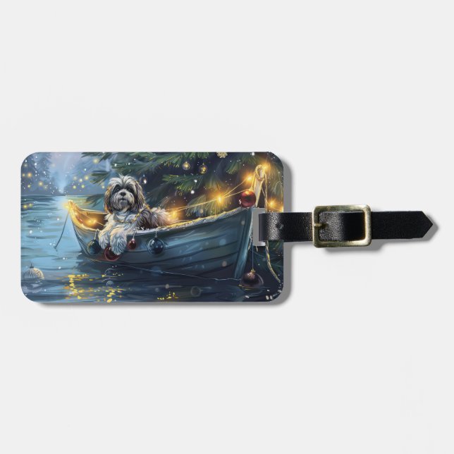 Havanese Christmas Festive Voyage Luggage Tag (Front Horizontal)