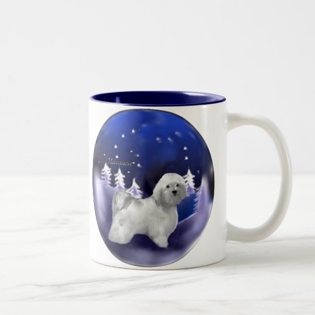 Havanese Christmas Gifts Two-Tone Coffee Mug (Right)