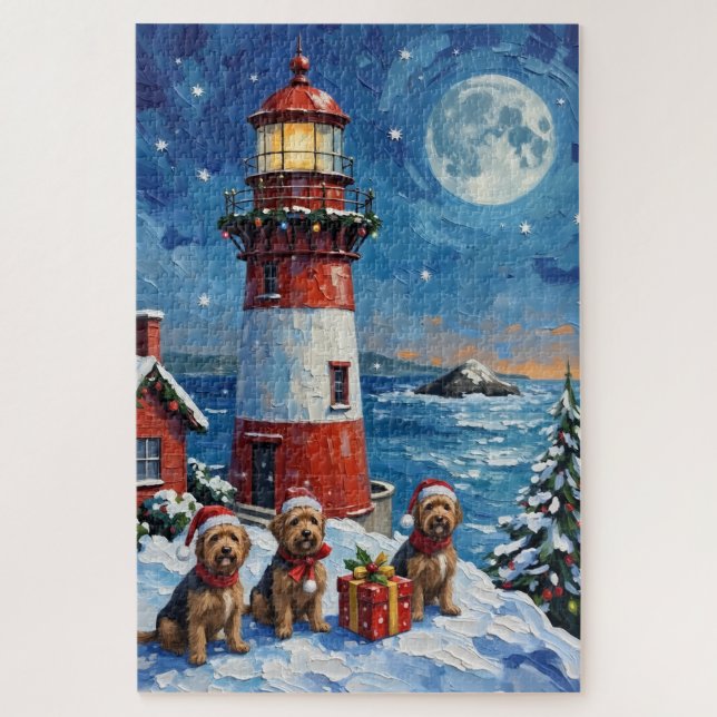 Havanese Christmas Lighthouse Holiday Jigsaw Puzzle (Vertical)