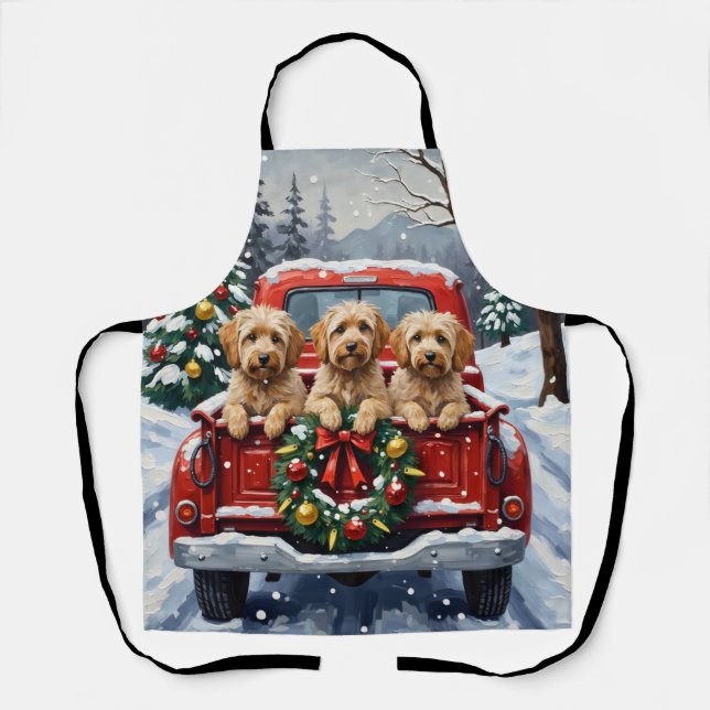 Havanese Christmas Red Truck Holiday Apron (Front)