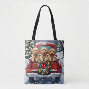 Havanese Christmas Red Truck Holiday Tote Bag