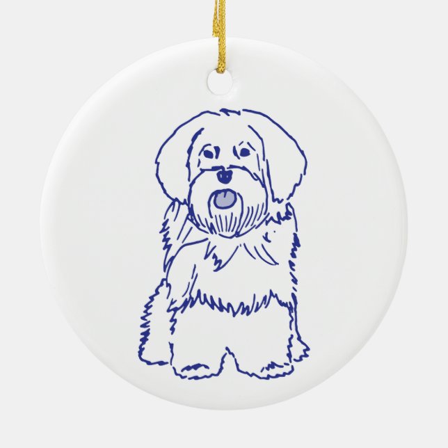 Havanese dog breed ceramic tree decoration (Back)