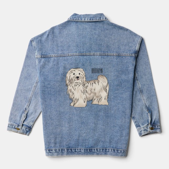 Havanese dog cartoon illustration denim jacket (Back)