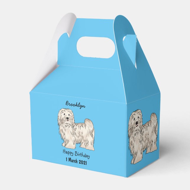 Havanese dog cartoon illustration favour box (Front Side)