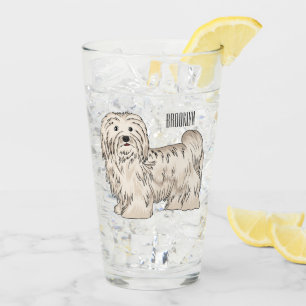 Havanese dog cartoon illustration glass
