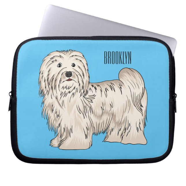 Havanese dog cartoon illustration laptop sleeve (Front)