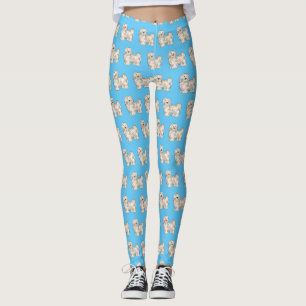 Havanese dog cartoon illustration leggings
