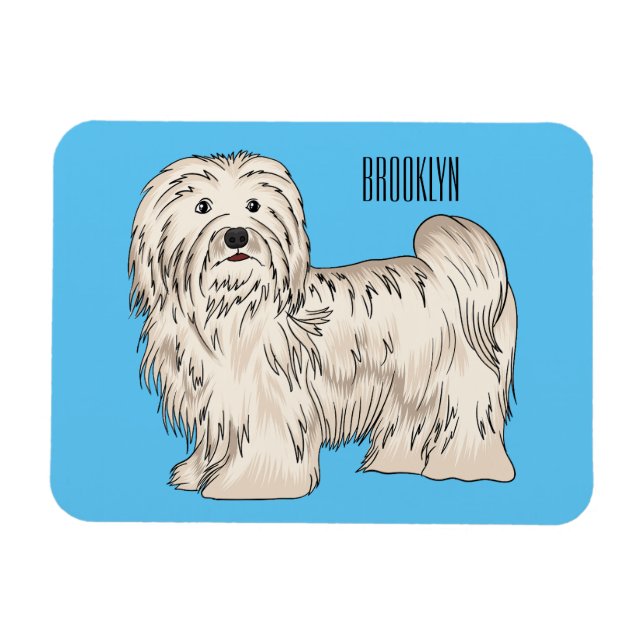 Havanese dog cartoon illustration magnet (Horizontal)