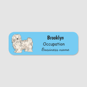Havanese dog cartoon illustration name tag