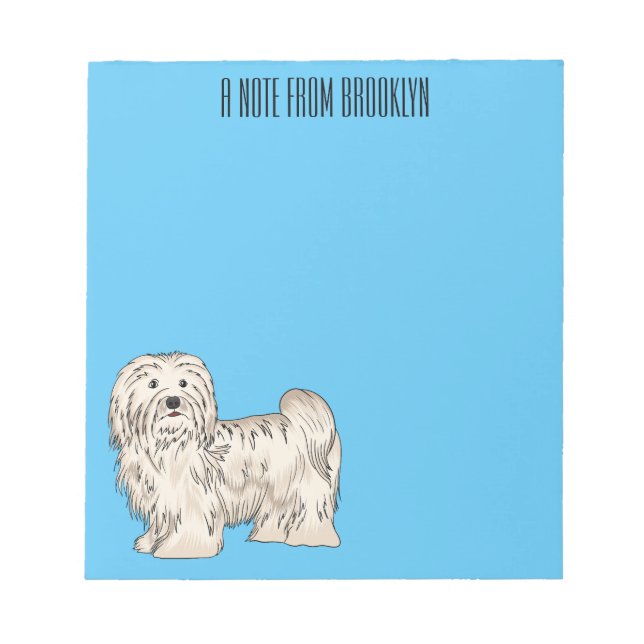 Havanese dog cartoon illustration notepad (Front)