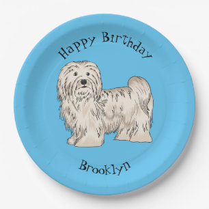 Havanese dog cartoon illustration paper plate
