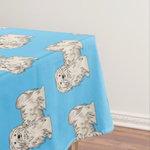 Havanese dog cartoon illustration  tablecloth
