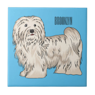Havanese dog cartoon illustration tile