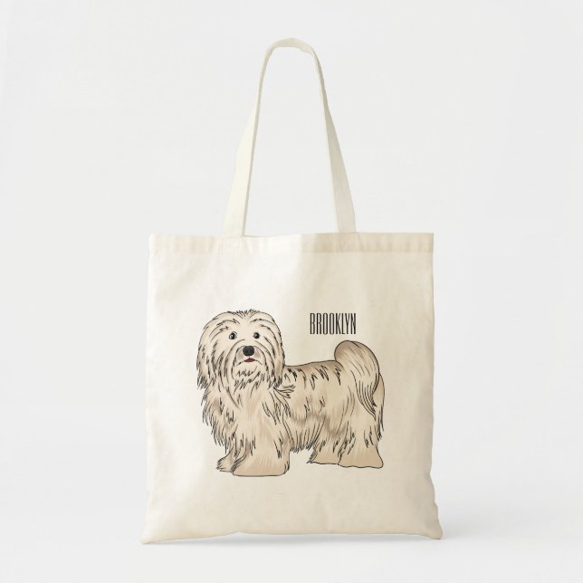 Havanese dog cartoon illustration tote bag (Front)