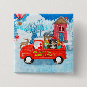Havanese Dog Christmas Delivery Truck Snow  15 Cm Square Badge