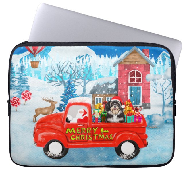 Havanese Dog Christmas Delivery Truck Snow  Laptop Sleeve (Front)