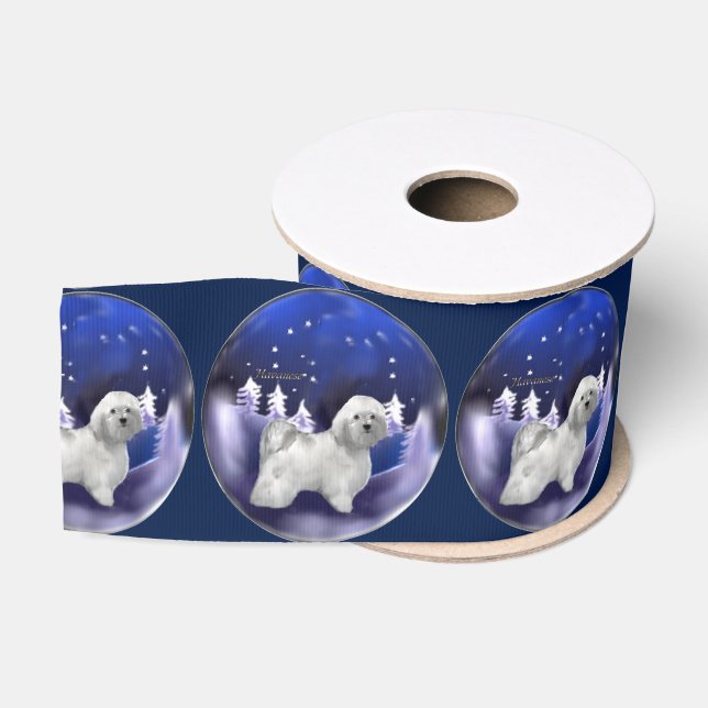 Havanese Dog Christmas Grosgrain Ribbon (Spool)