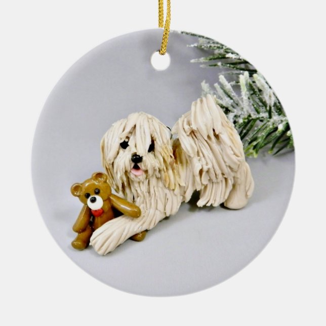 Havanese Dog Christmas Ornament (Front)