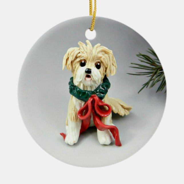 Havanese Dog Christmas Ornament (Front)