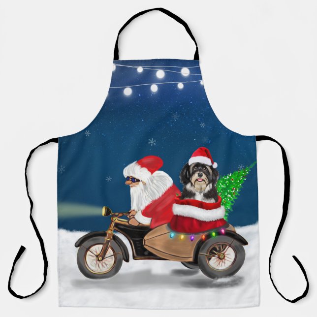 Havanese Dog Christmas Santa Claus Apron (Front)