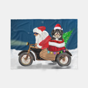 Havanese Dog Christmas Santa Claus Fleece Blanket