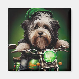 Havanese Dog Driving Bike St. Patrick's Day Magnet