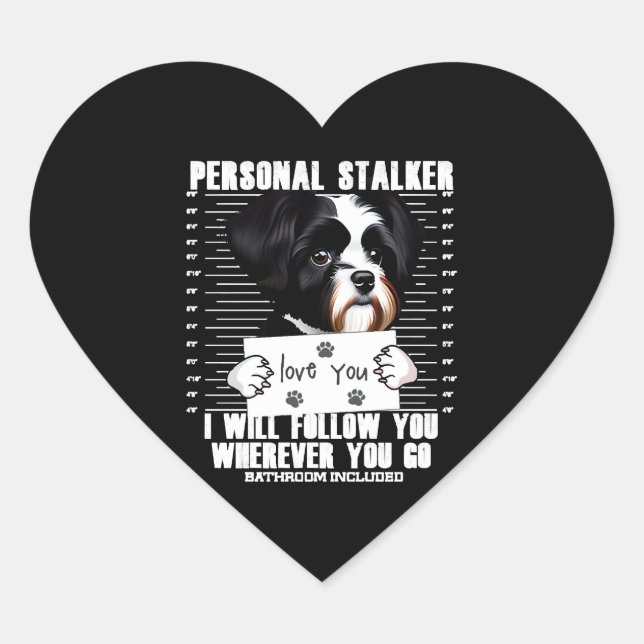 Havanese Dog Funny Stalker Cartoon Heart Sticker (Front)