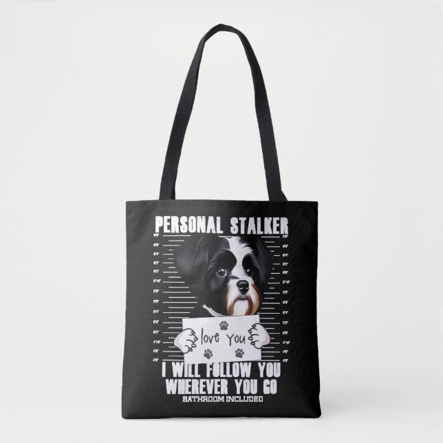 Havanese Dog Funny Stalker Cartoon Tote Bag (Front)