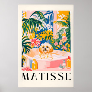 Havanese Dog in Bathtub Art Print Matisse Style