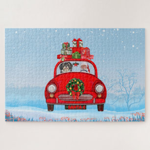 Havanese Dog In Car With Santa Claus  Jigsaw Puzzle