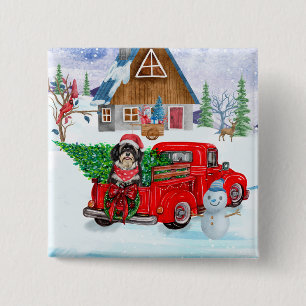 Havanese Dog In Christmas Delivery Truck Snow 15 Cm Square Badge