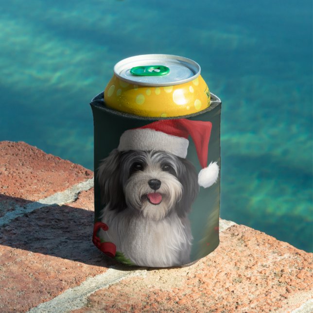 Havanese Dog in Snow Christmas Can Cooler (In Situ Pool)