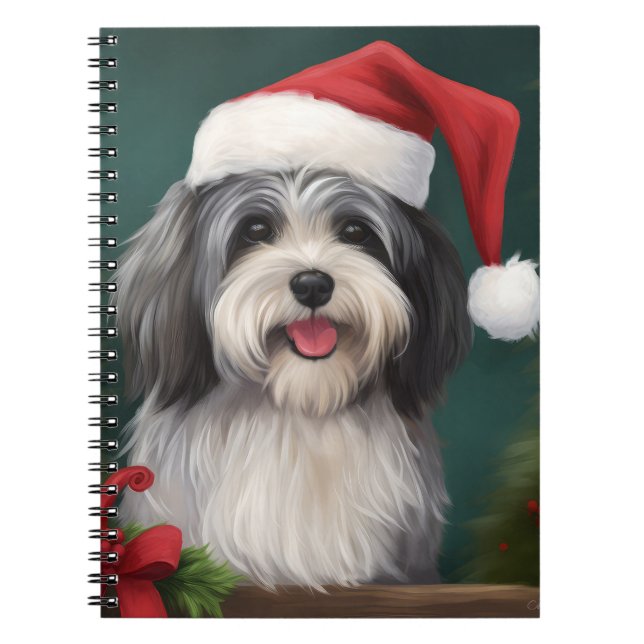Havanese Dog in Snow Christmas Notebook (Front)