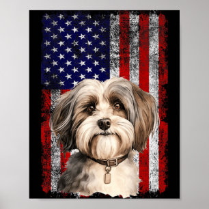 Havanese Dog Lover US Flag 4th of July Patriotic Poster