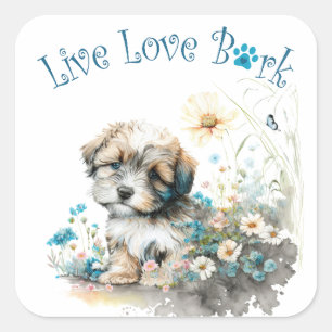 Havanese Dog Mum Floral Square Sticker