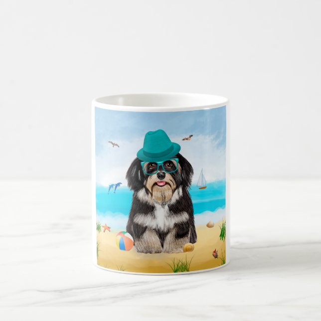 Havanese Dog on Beach Coffee Mug (Center)