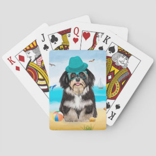 Havanese Dog on Beach Playing Cards