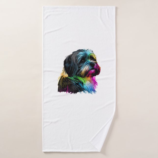 Havanese Dog Pop Art Design Havanese Lovers  Bath Towel (Bath Towel)