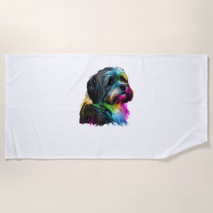 Havanese Dog Pop Art Design Havanese Lovers Beach Towel
