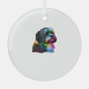Havanese Dog Pop Art Design Havanese Lovers Glass Tree Decoration