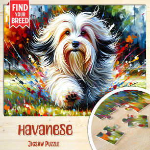 Havanese Dog Portrait   Acrylic Art Print   Dog Jigsaw Puzzle