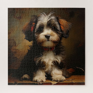 Havanese dog Puppy Realism Square Portrait Jigsaw Puzzle