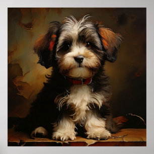 Havanese dog Puppy Realism Square Portrait Poster