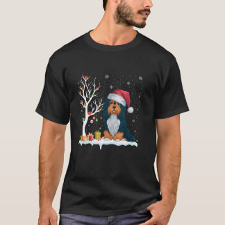 Havanese Dog Santa Hat Festive Tree Light Christma T-Shirt