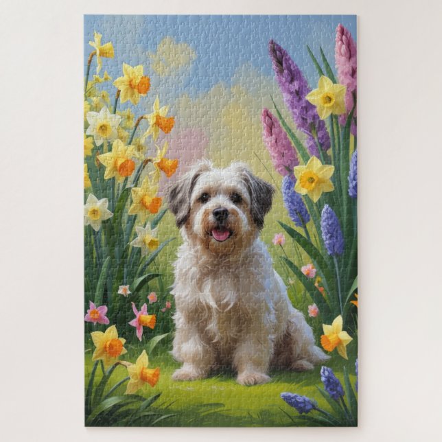 Havanese Dog Spring Flowers Painting  Jigsaw Puzzle (Vertical)